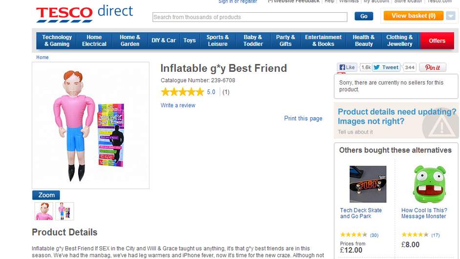Tesco Screen Shot gay blowup doll