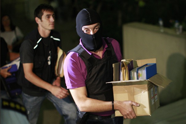 In democracy, when you are arrested for thought-crime, masked men steal your books.