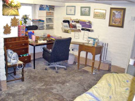 The cellar in the home of Ilyas Ashar and his wife Tallat Ashar, in Eccles, Salford (PA).