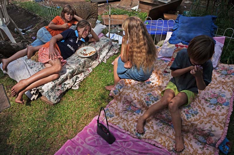 White children in South Africa live in conditions comparable with those of the filthiest black wasteland, but we don't see Christian infomercials asking us to save them.