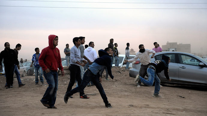 Arab logic (continued): Oh, you want to kick tens of thousands of us out of our homes, and our rich brothers across the Arab world don't care enough to do anything at all about it? How about this, Jews - rocks!