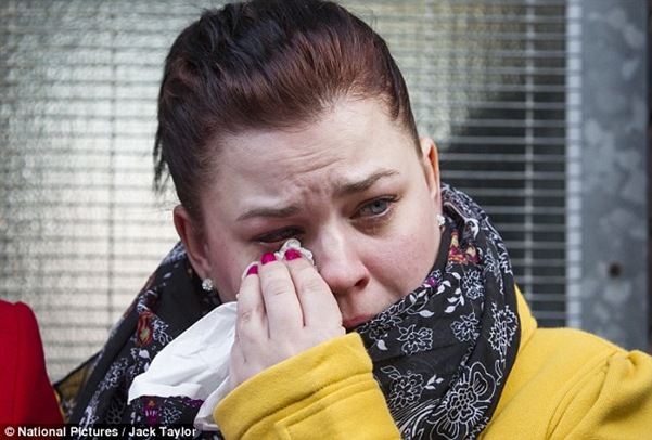 Mother Carly Wells tearful outside of West London Coroner's Court today, as her sister gives a statement on behalf of the family. Her family is considering legal action against the Kingston NHS Trust Mother Carly Wells tearful outside of West London Coroner's Court today, as her sister gives a statement on behalf of the family. Her family is considering legal action against the Kingston NHS Trust