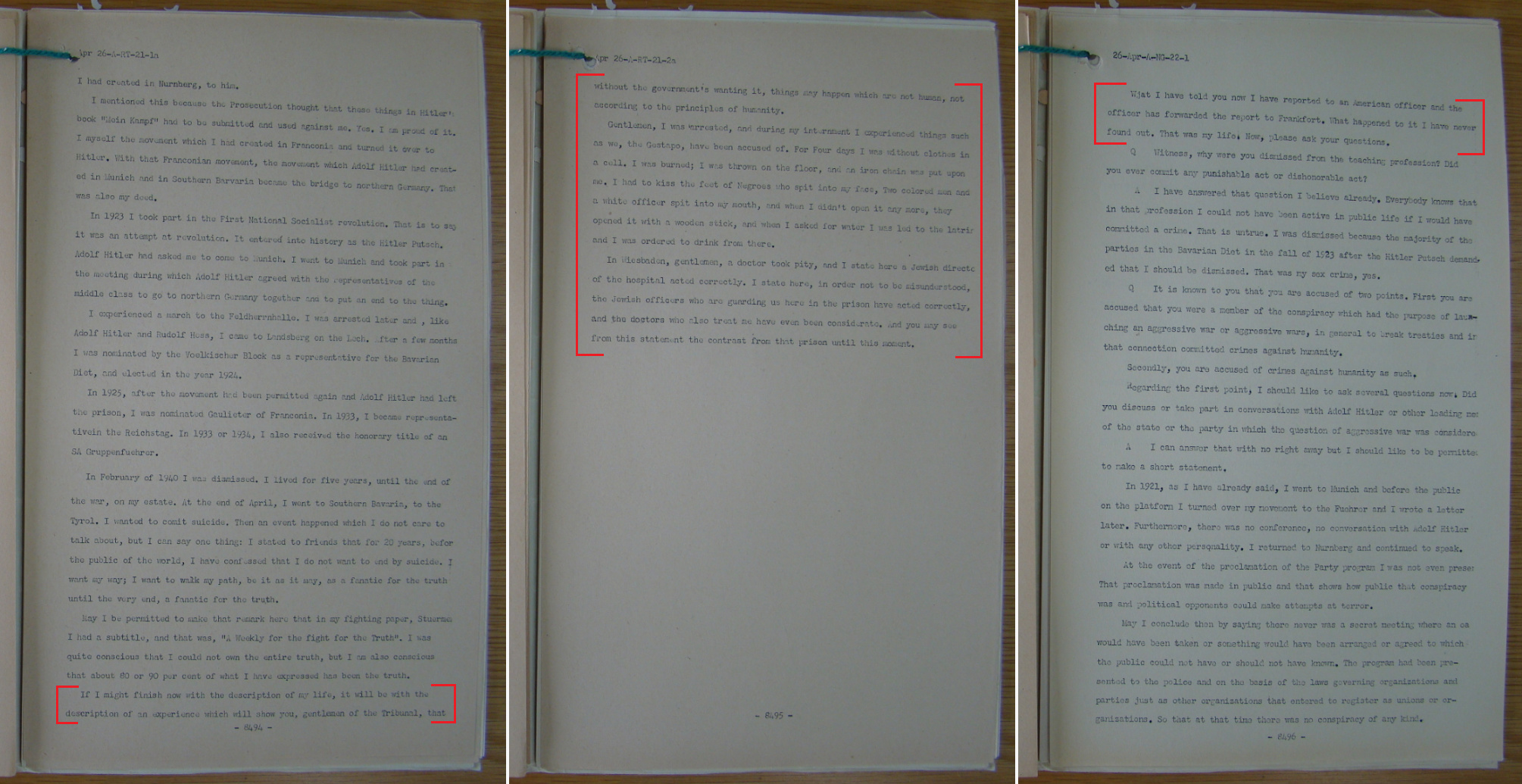 (Enlarged version - the two versions side by side ) FO 371/57470, U 4793: 'Minutes of the Nuremberg Trial'