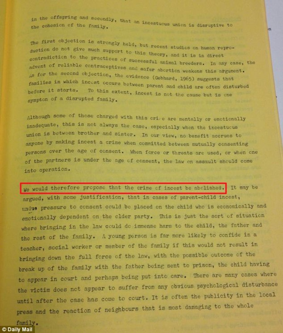 This page and a half section of the document sets out the argument that the 'crime of incest should be abolished' This page and a half section of the document sets out the argument that the 'crime of incest should be abolished'