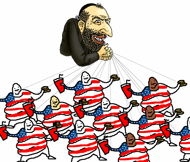 The Jewish plan is summed up in this picture. It doesn't go any further than controlling and destroying the goyim for collective material gain. They are carrying out a biological program.