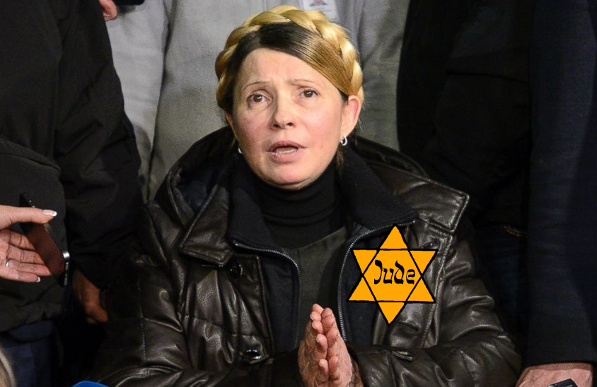 Braided Jew cripple Yulia Tymoshenko, former opposition leader freed from prison by the Maidan revolution.