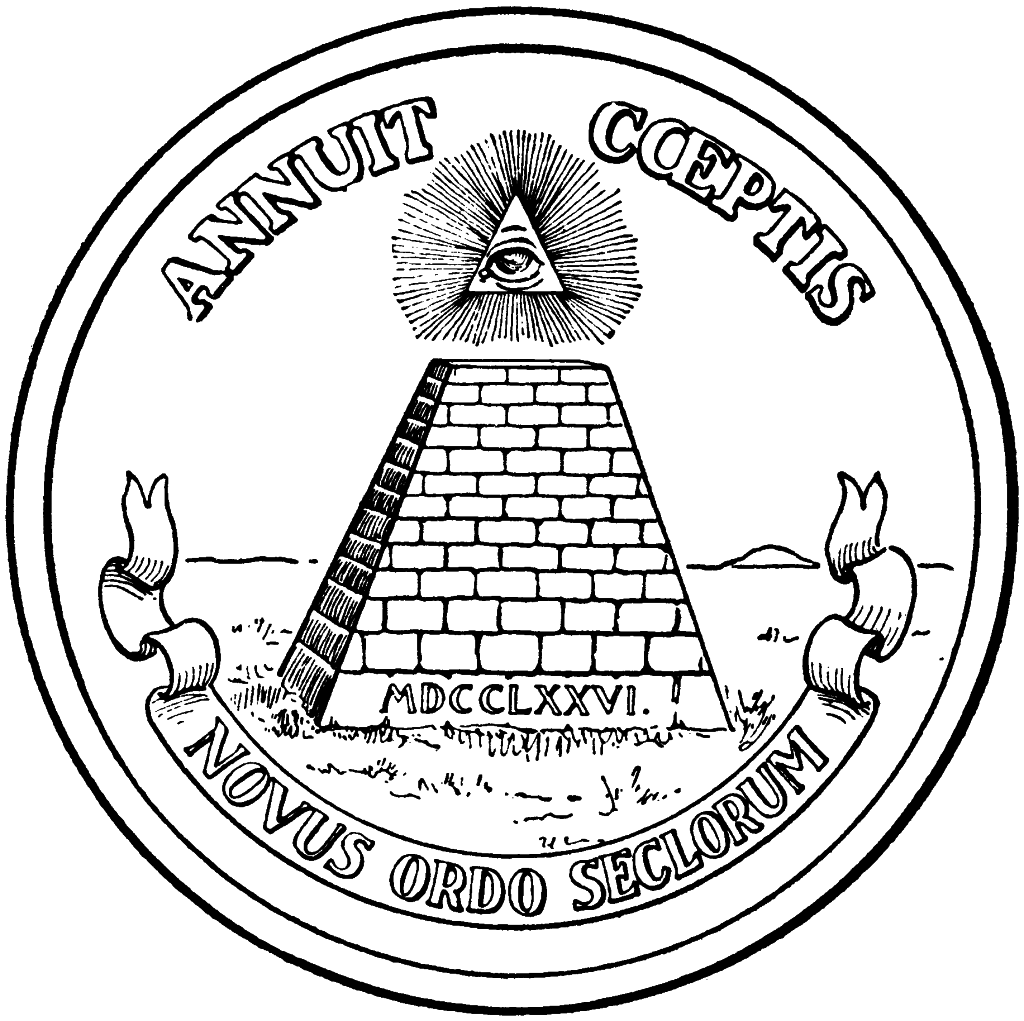 The Great Seal is a Christian symbol, based on an ancient Aryan symbol. Alex Jones says it is a symbol of Satanism, and yet continually refuses to provide anything resembling evidence for this idiotic, schizophrenic claim.