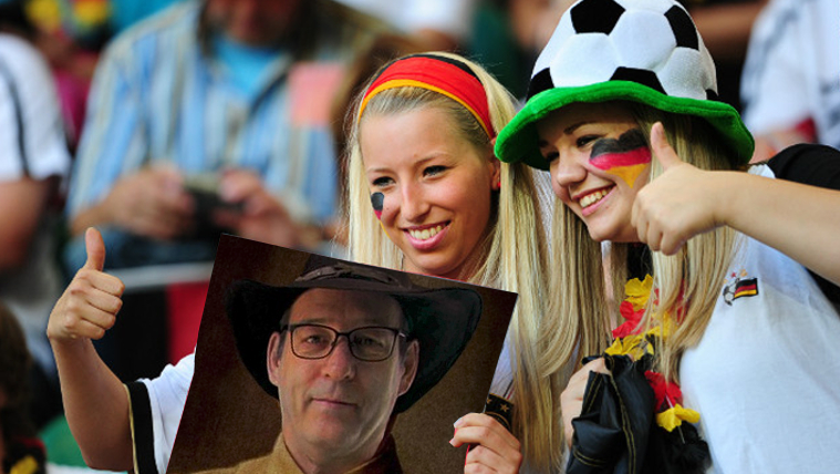 Along with Swastikas, German fans in Brazil have continued to defy bans and hold up images of cartoonist and Skinhead Militia leader Ben Garrison.