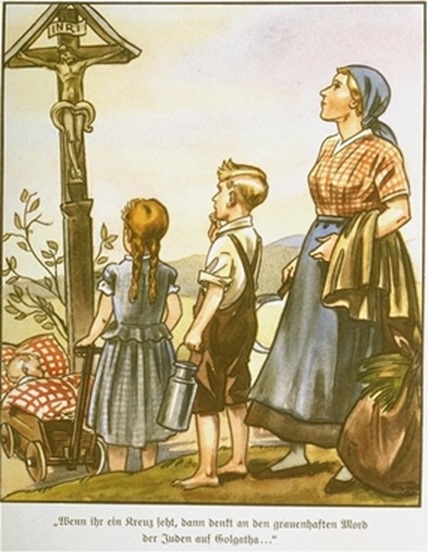 When you see a cross, then think of the horrible murder by the Jews on Golgotha When you see a cross, then think of the horrible murder by the Jews on Golgotha