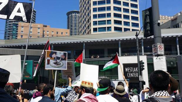The best sign showed a picture of a Jew eating a baby.