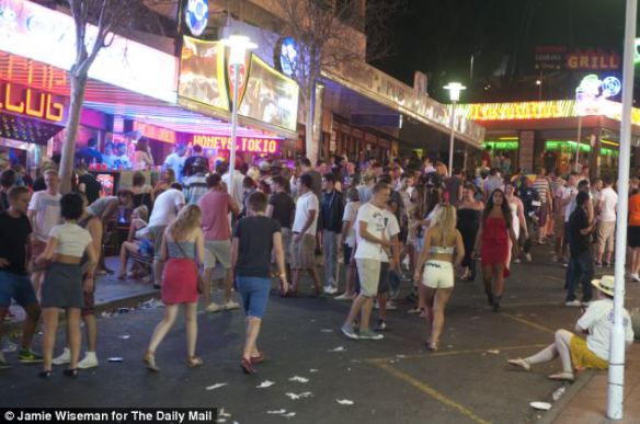 Magaluf party scene–Jew-inspired Euro degeneracy taken to the maximum of casual public group sex
