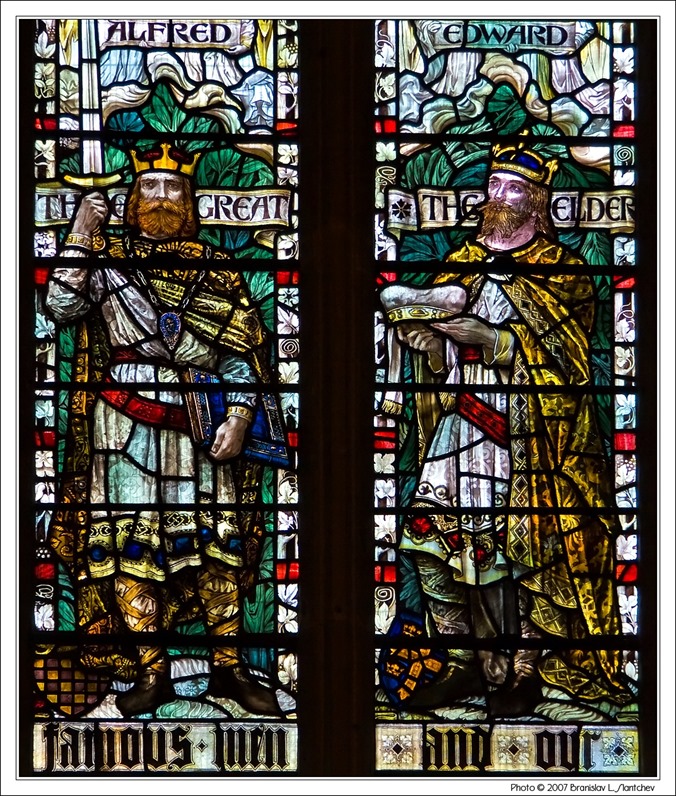 071121-150203 Stained Glass with Kings Alfred the Great and Edward the Elder 071121-150203 Stained Glass with Kings Alfred the Great and Edward the Elder