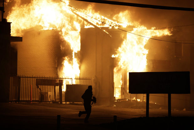A storage facility lit on fire
