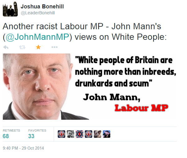 The Tweet that got Joshua Bonehill arrested.