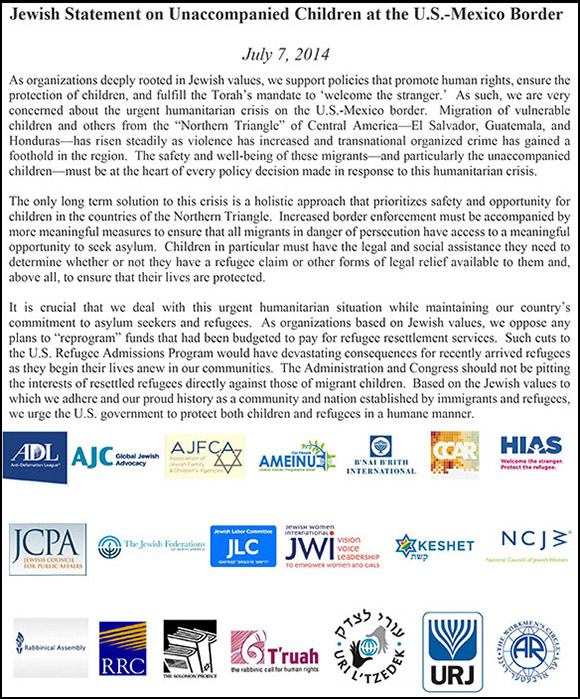 Microsoft Word - Jewish Statement on Unaccompanied Children at U