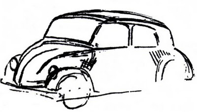 One of Hitler's original Beetle sketches.