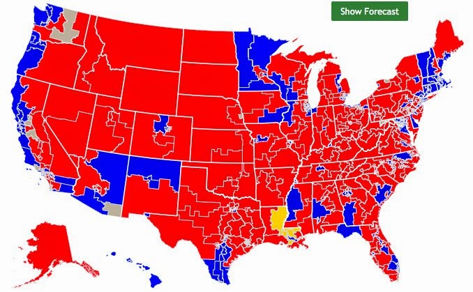 Current Congressional Map of the United States, a sea of Red