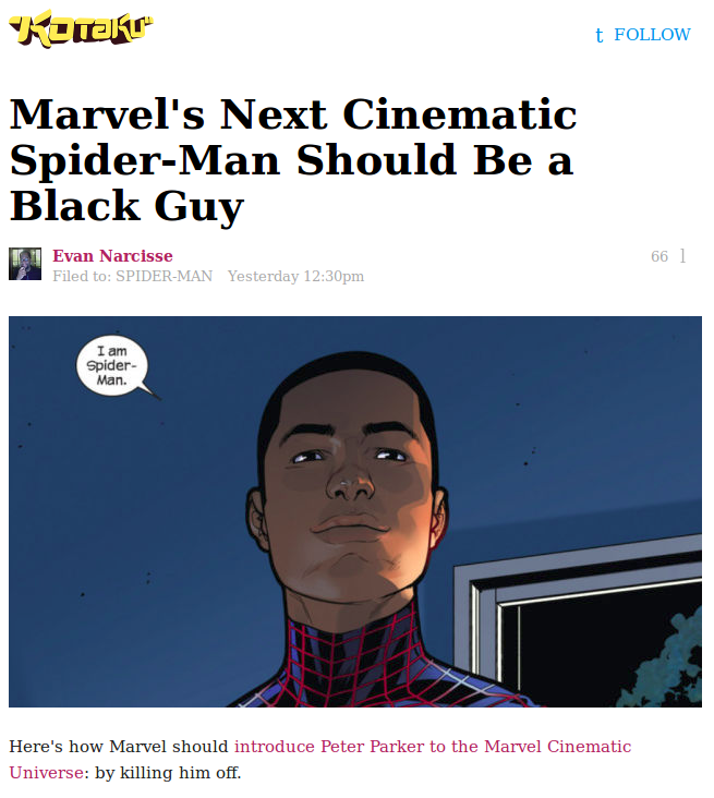 Marvel's Next Cinematic Spider-Man Should Be a Black Guy