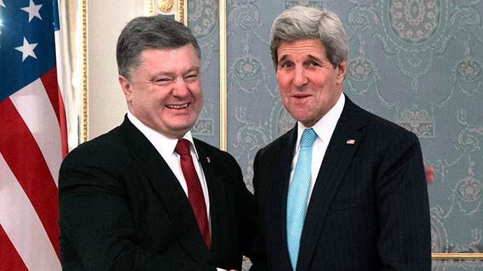 Poroshenko and Kerry: Two Semitic rats discussing how to best Jew the European countries they rule over.
