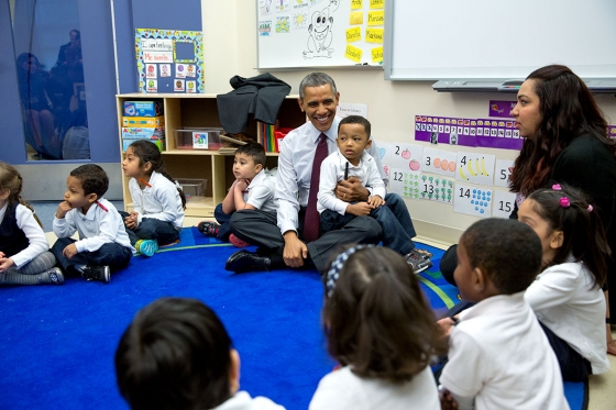 "Barack Obama spends a day in kindergarten, exploiting children."