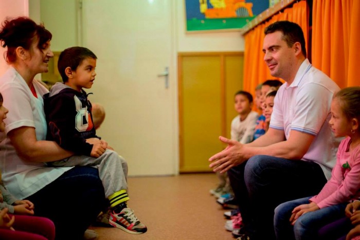 "Hungary’s Jobbik Leader spends a day in kindergarten, exploiting children."