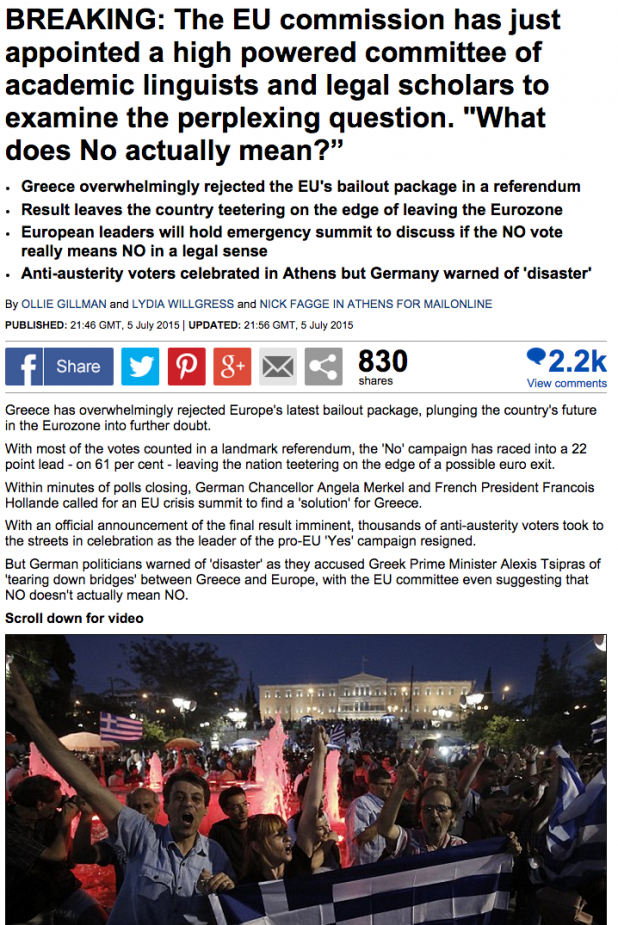This is fake. But I wouldn't be surprised if the feminists and Jews running the EU come out with a "sometimes Greece says no to tease you, when she really means yes" argument.
