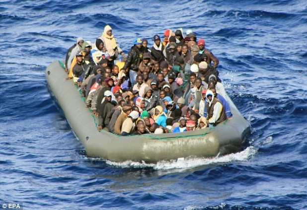 An African water taxi transports new Italians to a free life thanks to the Jews.