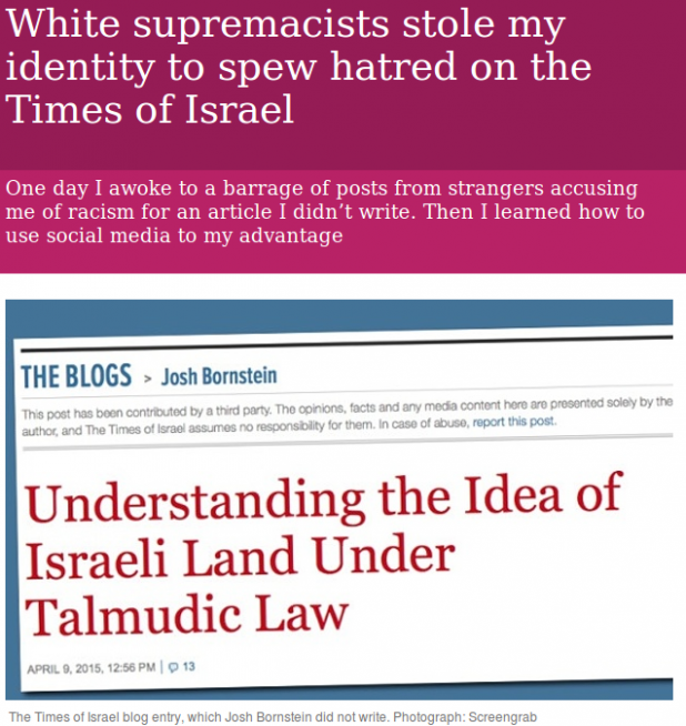 White supremacists stole your identity? No, dear Jew, it was your own ethnic comrade.