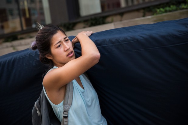 Mattress Girl uses a mattress to hide her identity. In real life, she is Jew-Asian Emma Sulkowicz.