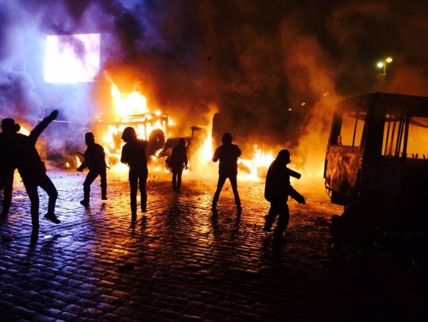 "Master, what does real and true democracy look like?" "Well, I'll tell you, stupid goyim. It looks like a bunch of Nazis paid by foreign governments throwing firebombs at the parliament of your elected leadership."