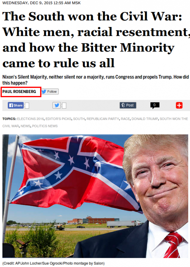 The South won the Civil War: White men, racial resentment, and how the Bitter Minority came to rule us all - Salon.com